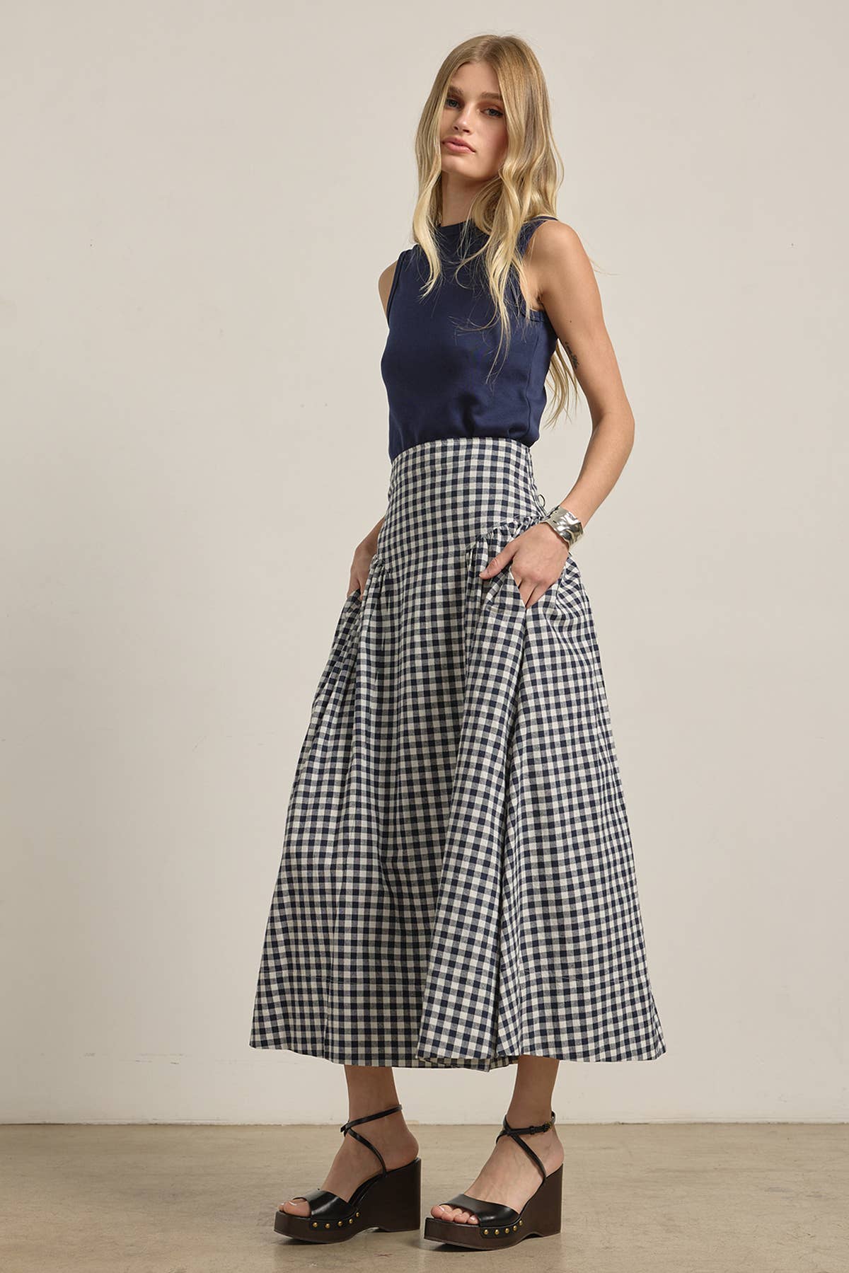 Prairie Muse Gingham Maxi Skirt