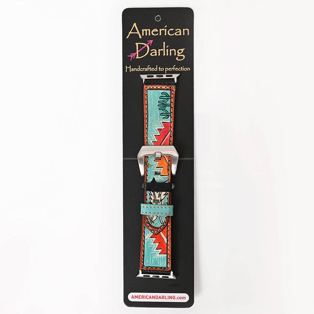 Desert Rose Hand-Painted Western Leather Smart Watch Band