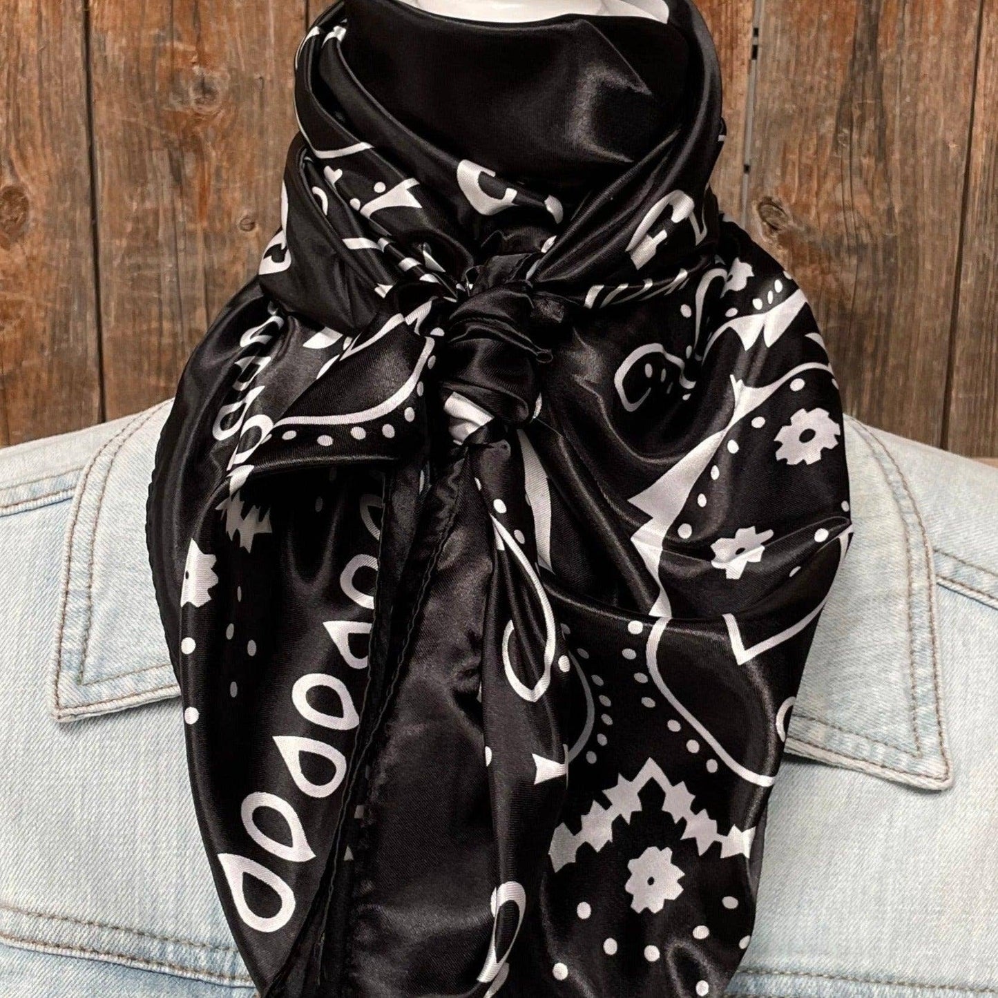 Midnight Paisley Black & White Wild Rag Scarf
