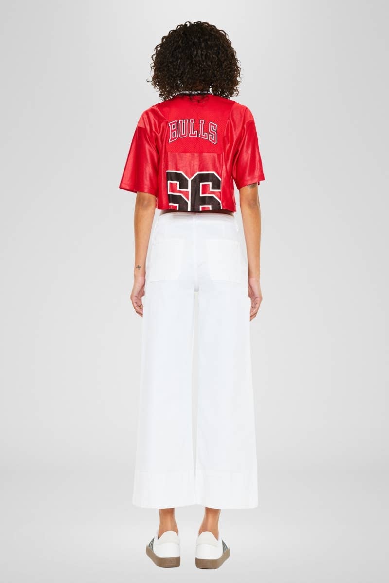 High Rise Cropped Wide Leg Jean – White