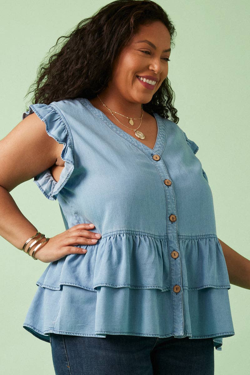 The Dakota Ruffle Denim Top