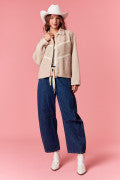 Scallop Embroidered Sherpa Jacket