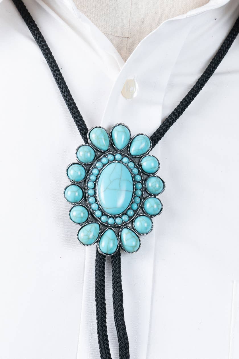 Turquoise Squash Oval Bolo Tie