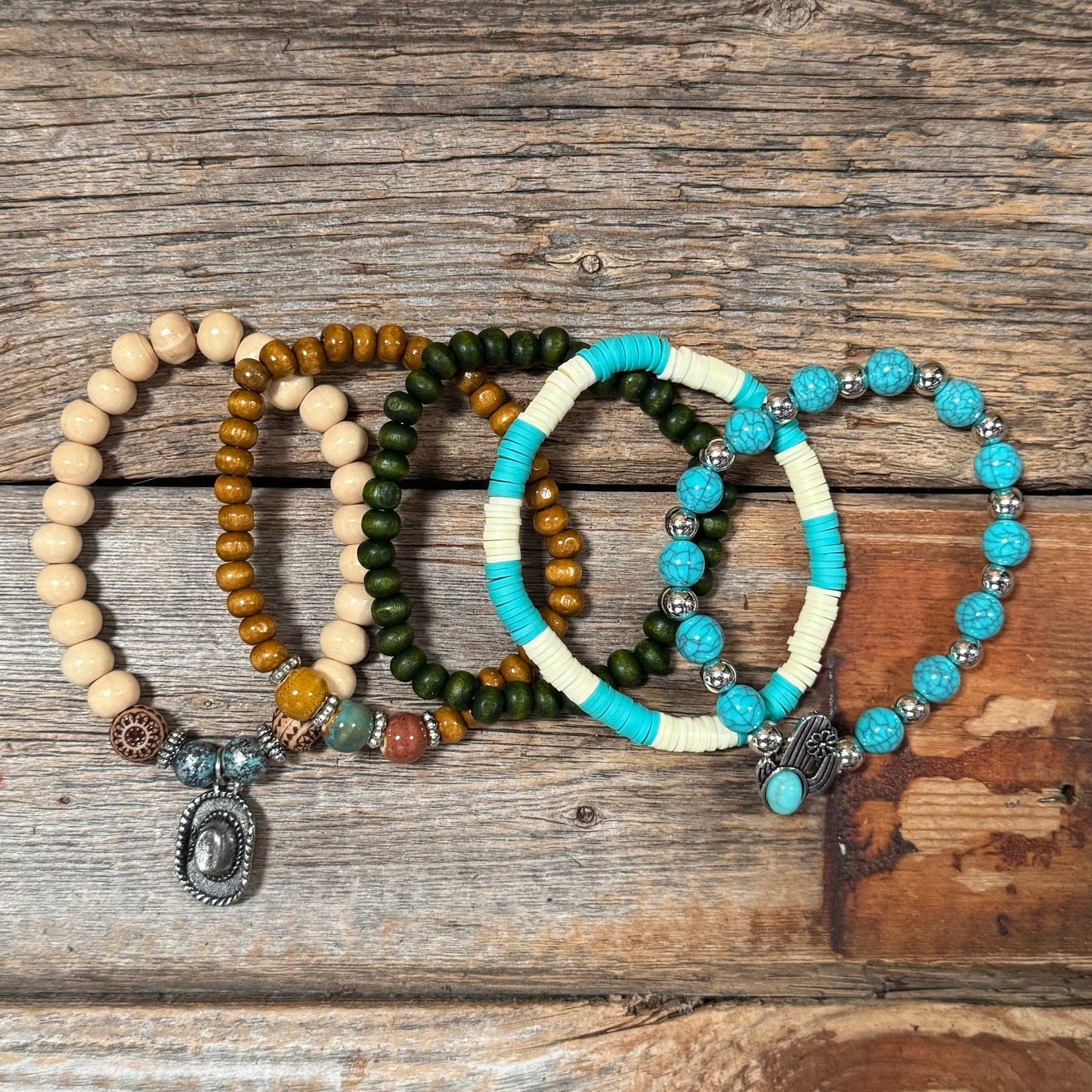 Desert Bloom Turquoise Cactus Bracelet Stack