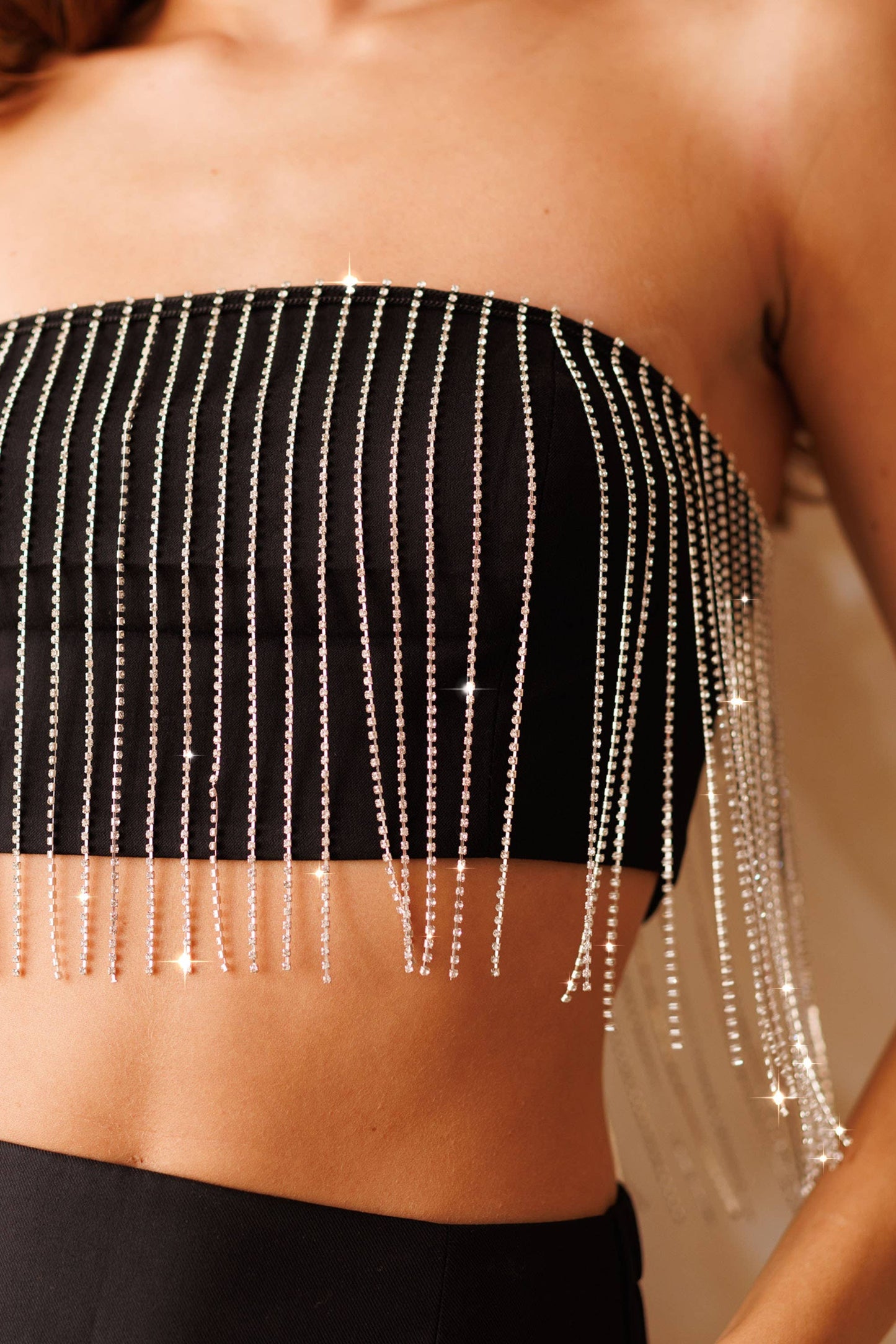 METAL FRINGED CROP TOP