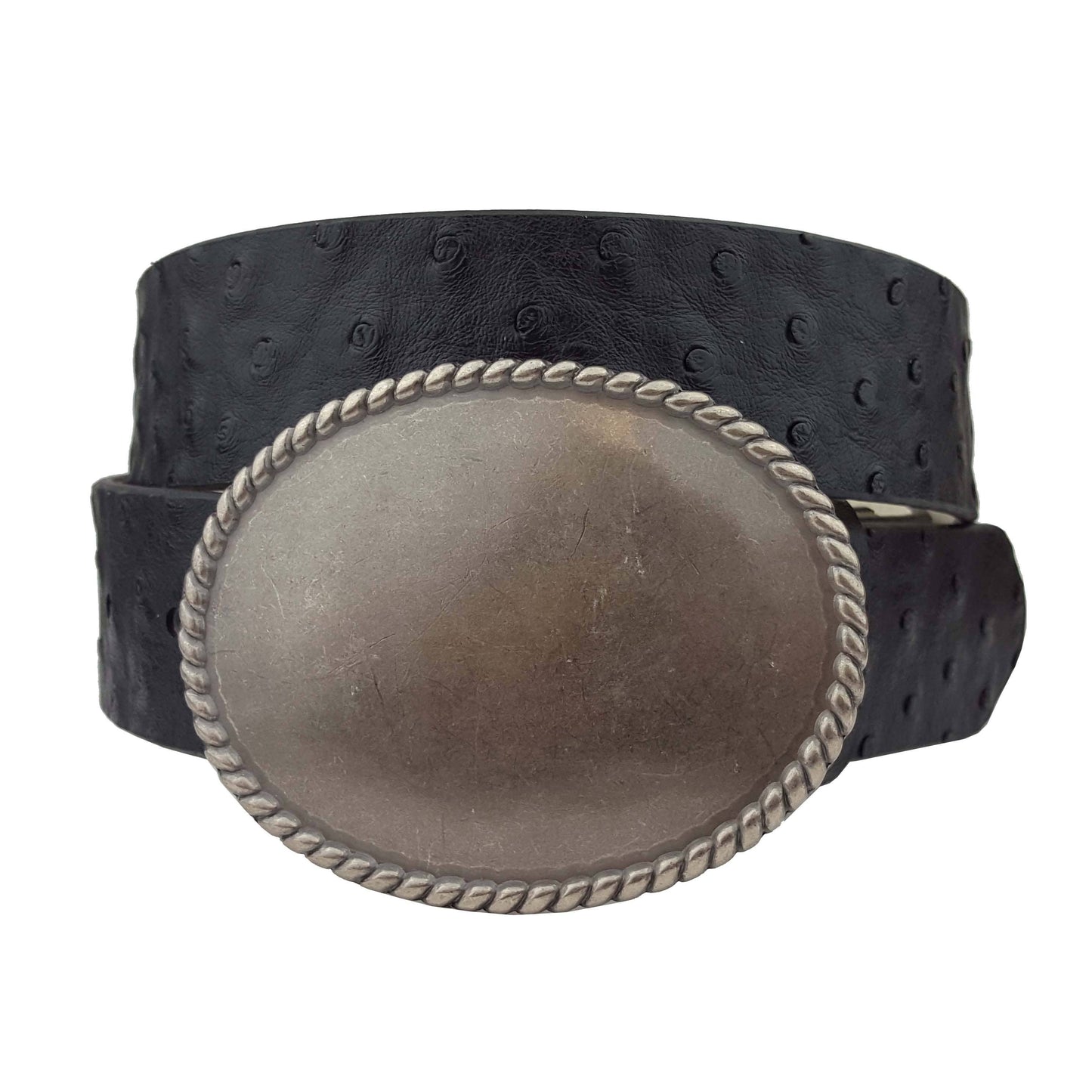 Midnight Ostrich Western Belt