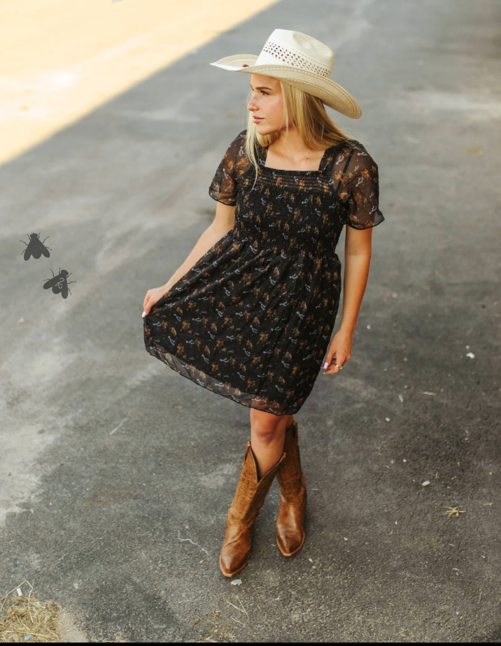 Cowgirl Rodeo Horse Print Midi Dress Willow + Nash Cowgirl Rodeo Horse Print Midi Dress Willow + Nash