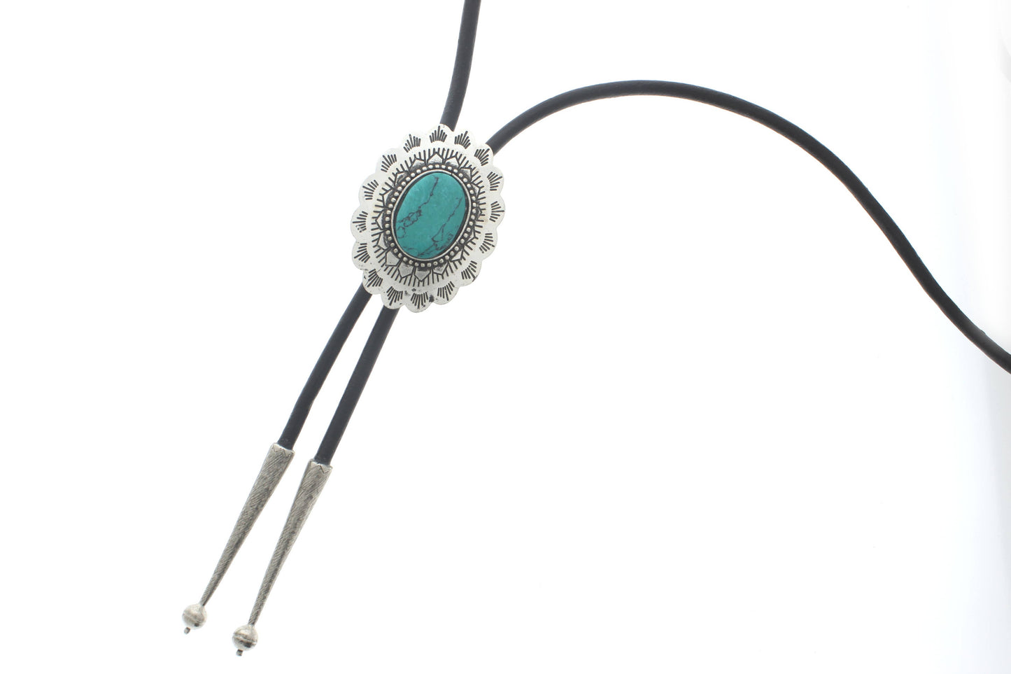 Turquoise Silver Concho Bolo Tie