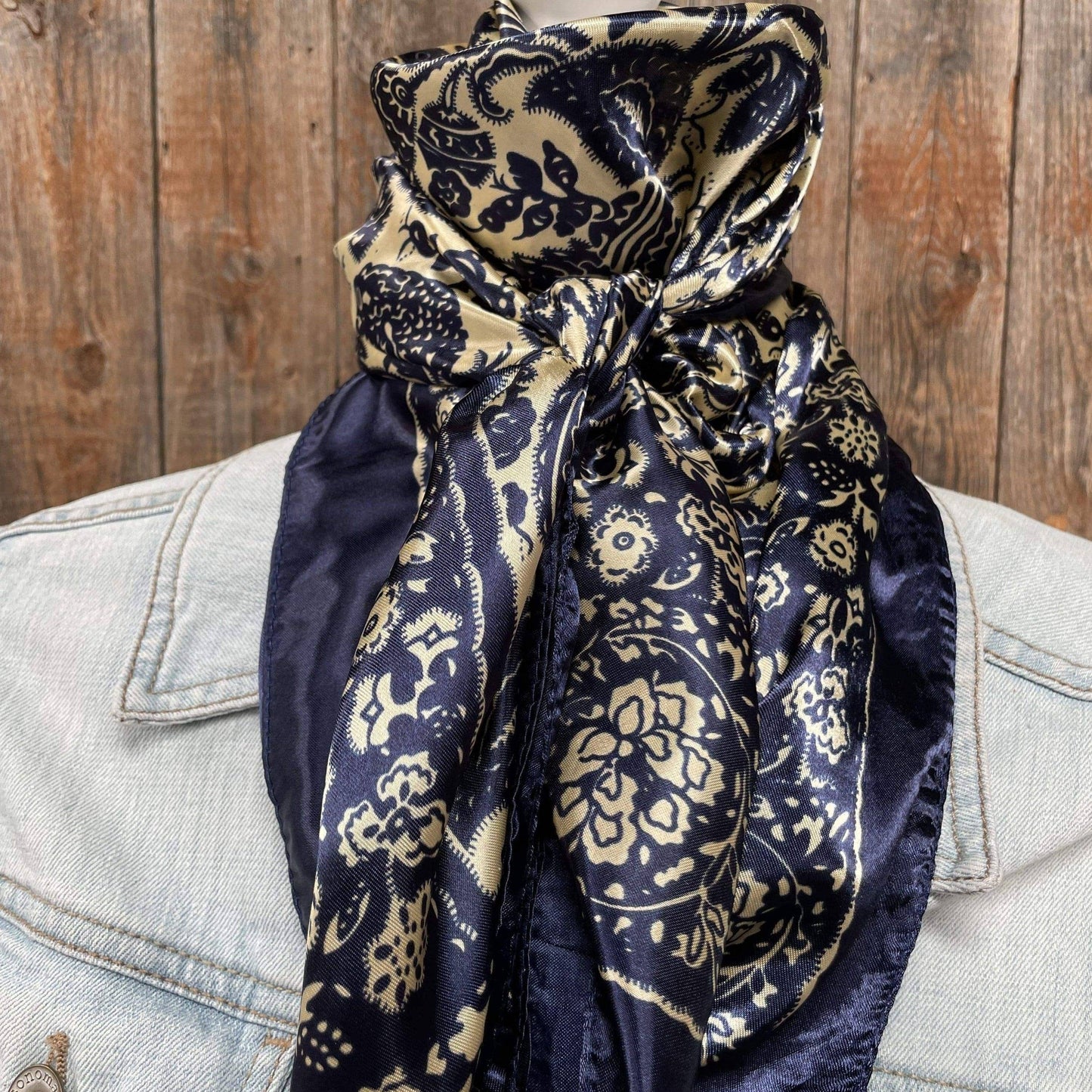 Blue & Cream Paisley Western Wild Rag Scarf