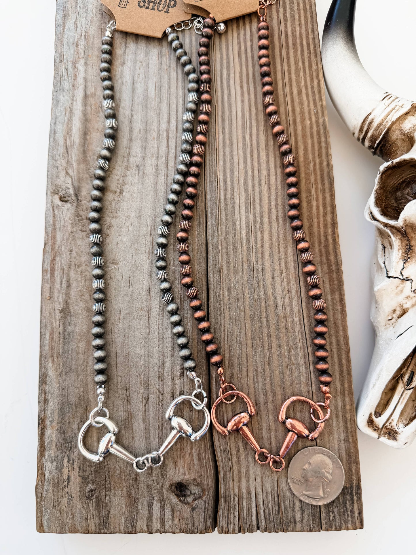Copper Horsebit Turquoise Navajo Pearl Necklace