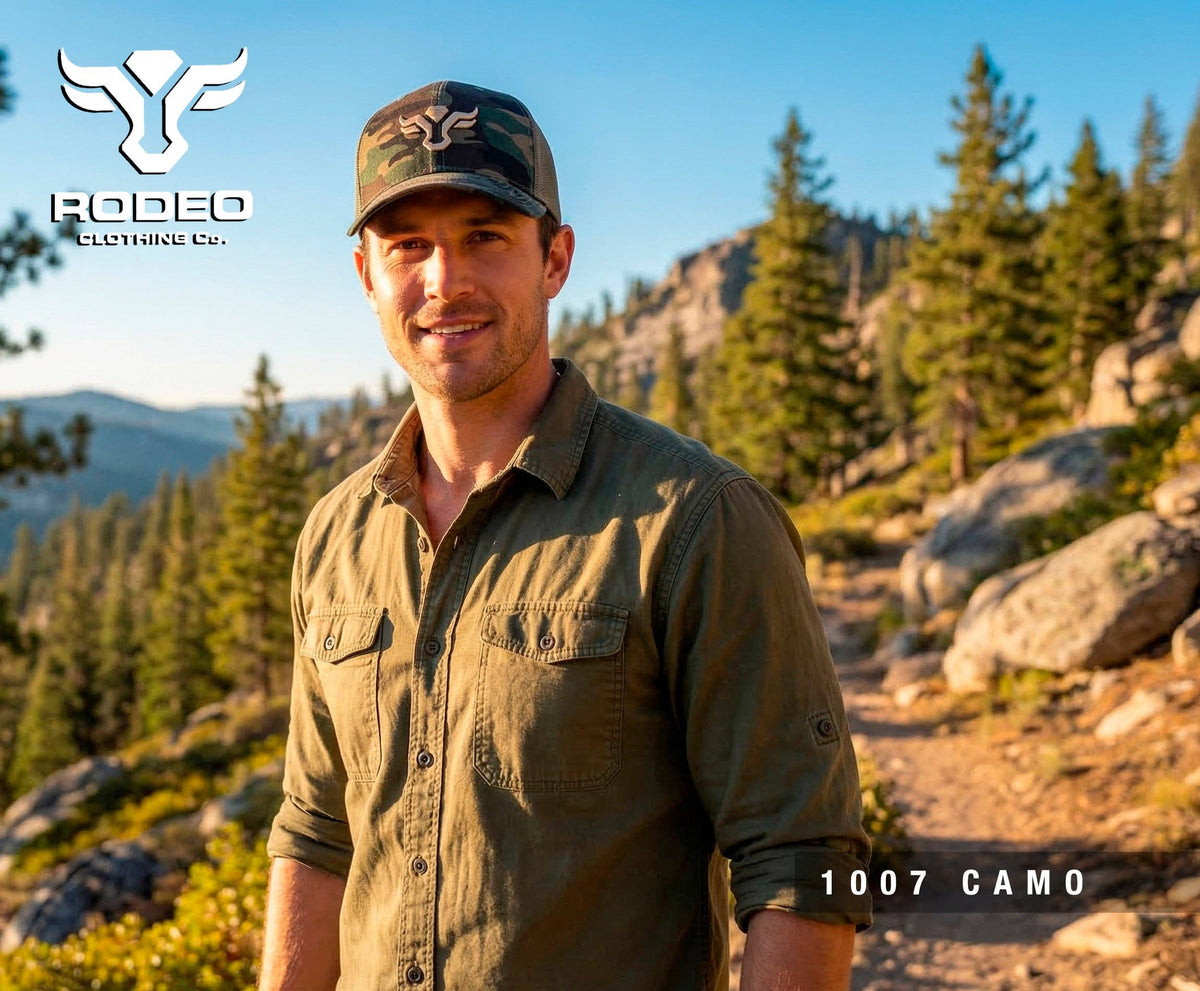 Camo Longhorn Embroidered Trucker Hat
