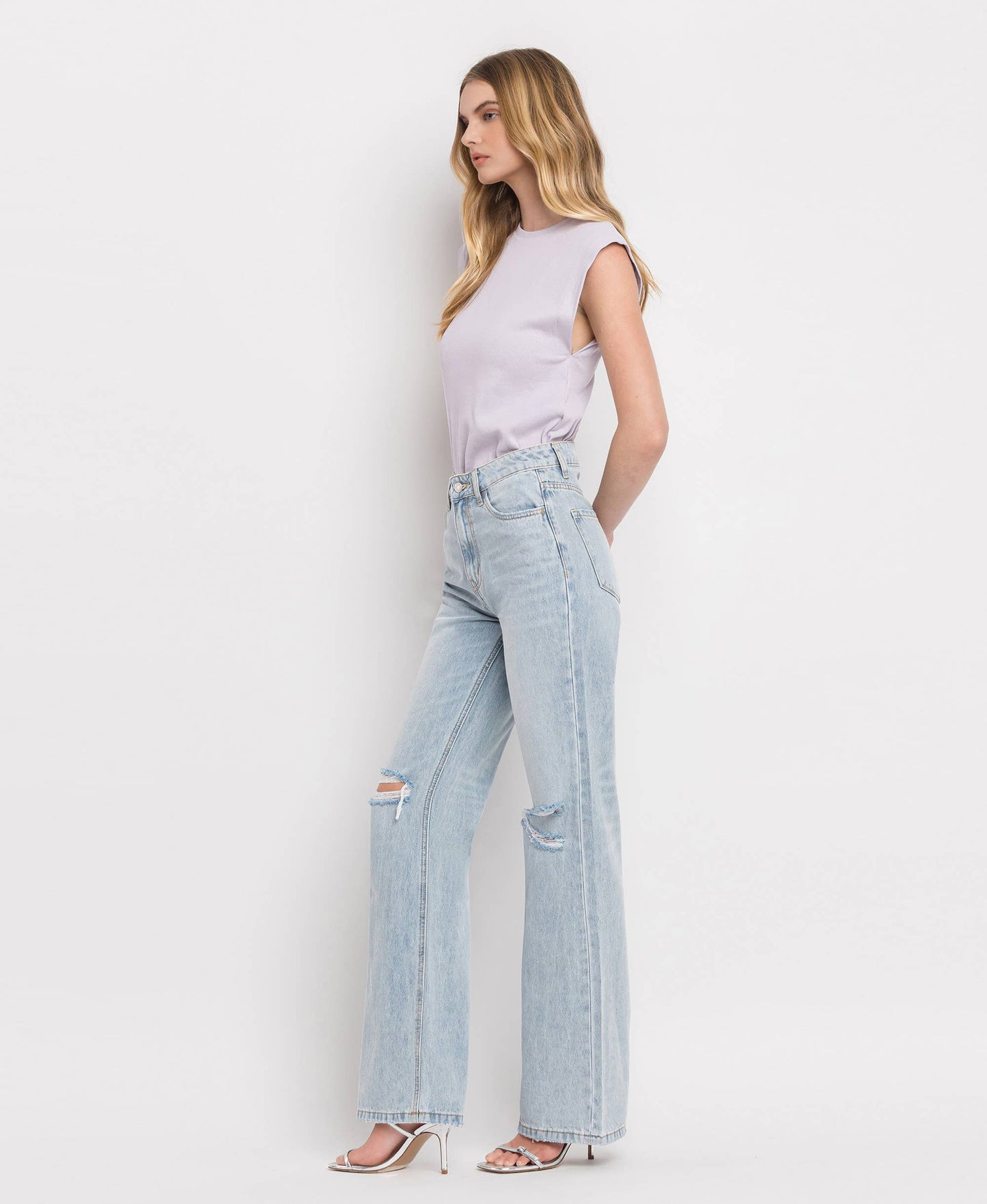 90’s Vintage Super High-Rise Distressed Flare Jeans