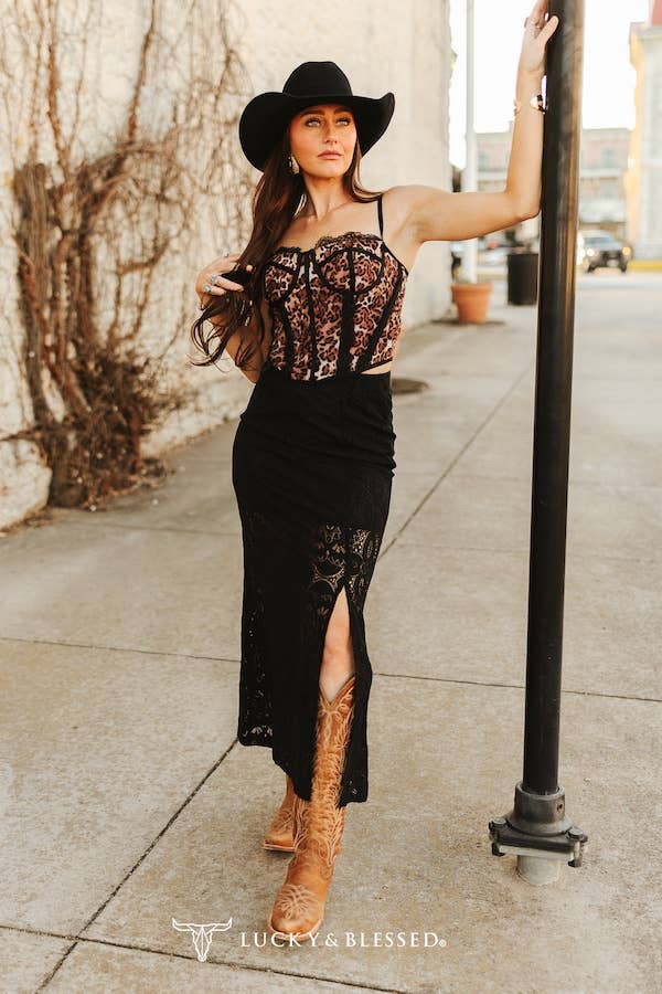 Midnight Lace Slit Maxi Skirt