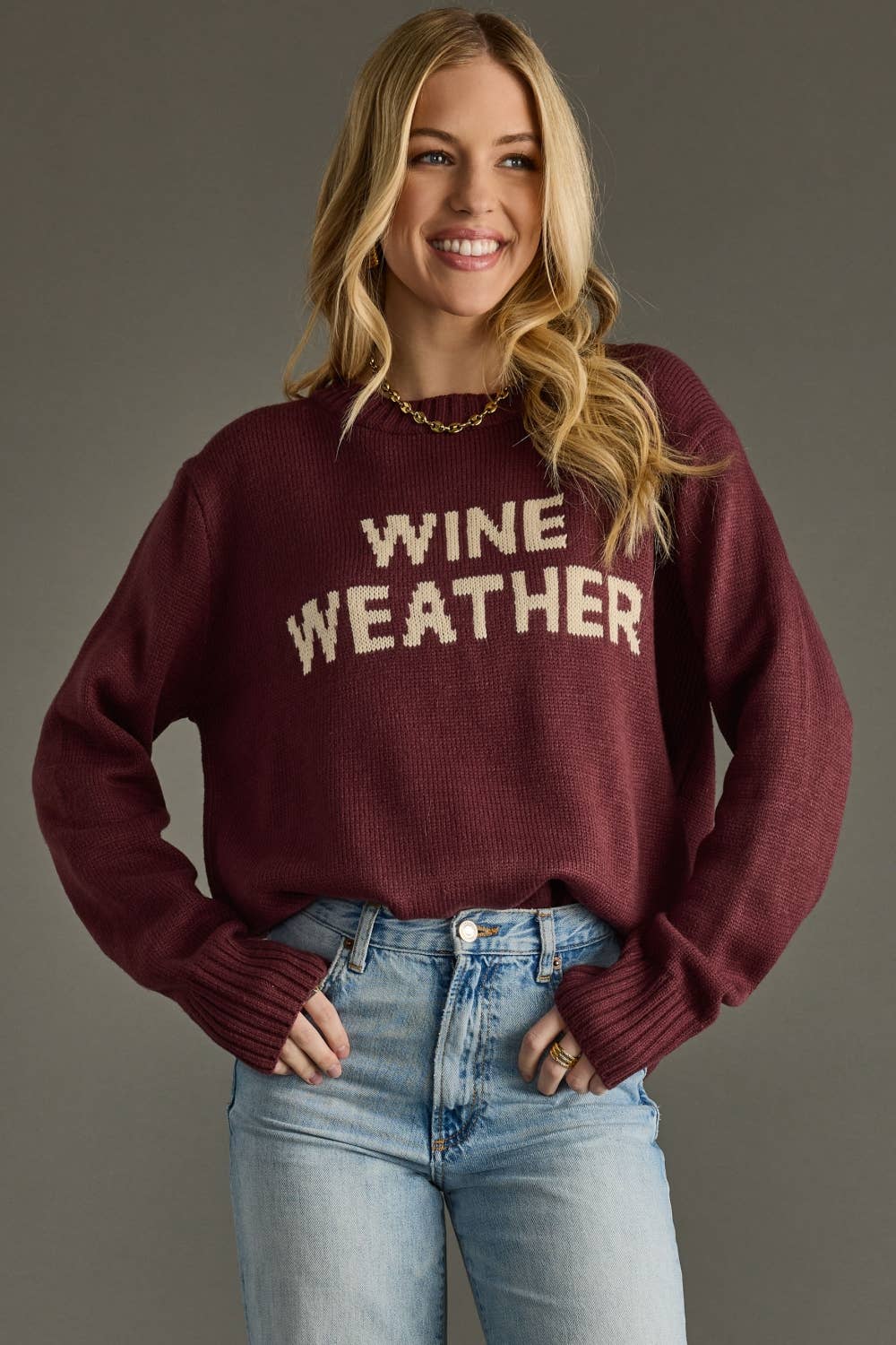 Wine Weather Sweater in Black Cherry
