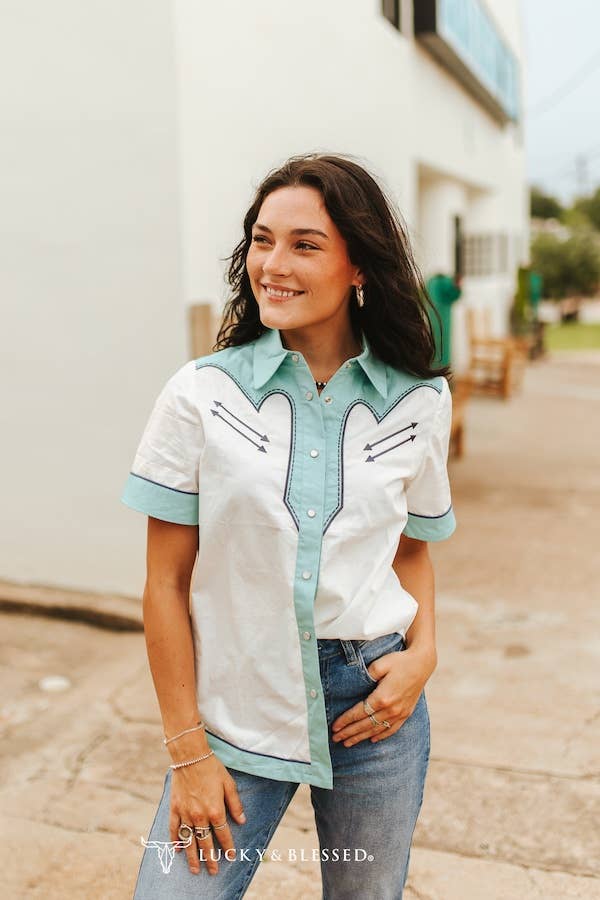Turquoise Arrow Western Snap Shirt