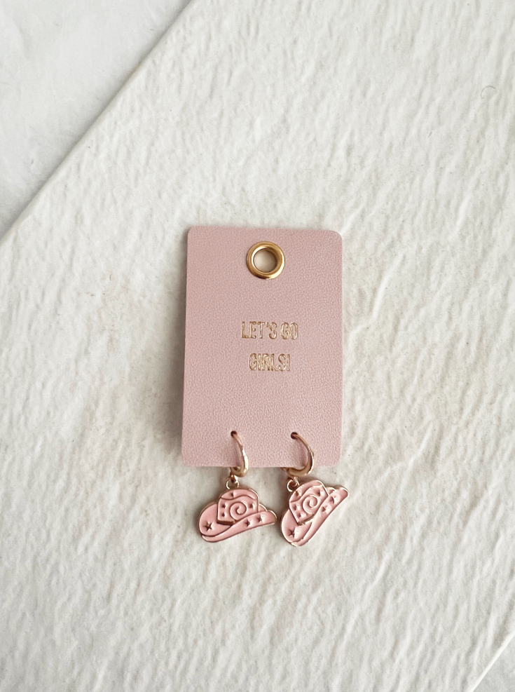 Pink Cowboy Hat Earrings | Western Cowgirl Jewelry