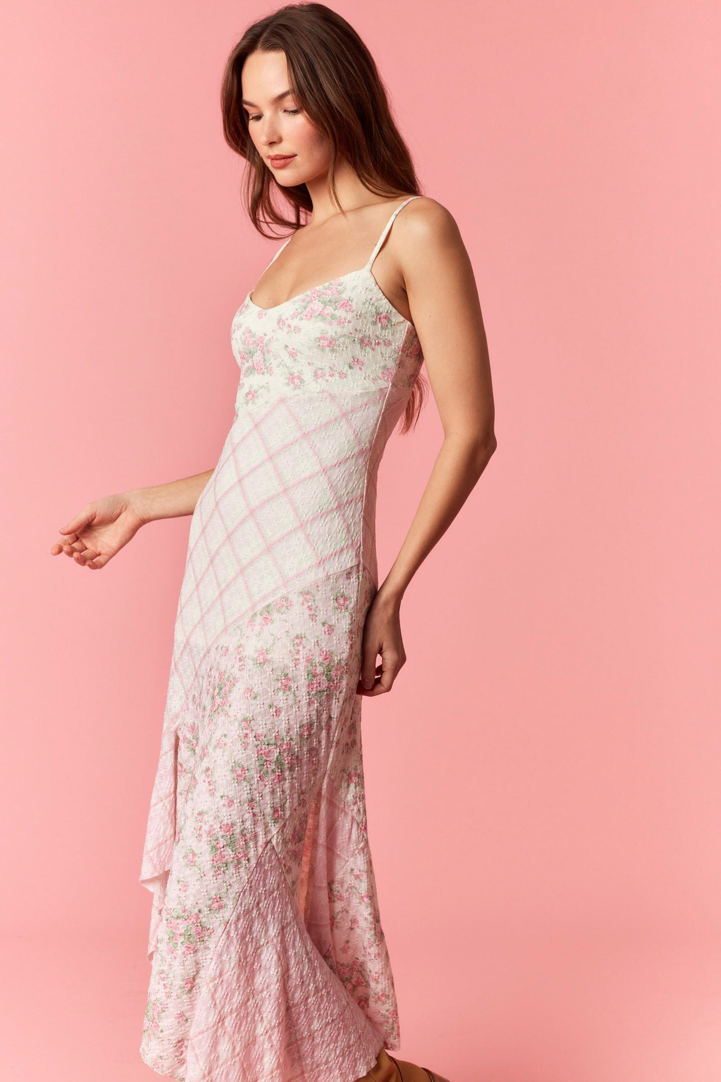 Wildflower Patchwork Ruffle Hem Dress