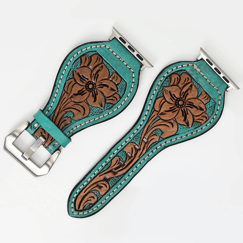 Western Heritage Hand-Tooled Leather Apple Watch Band