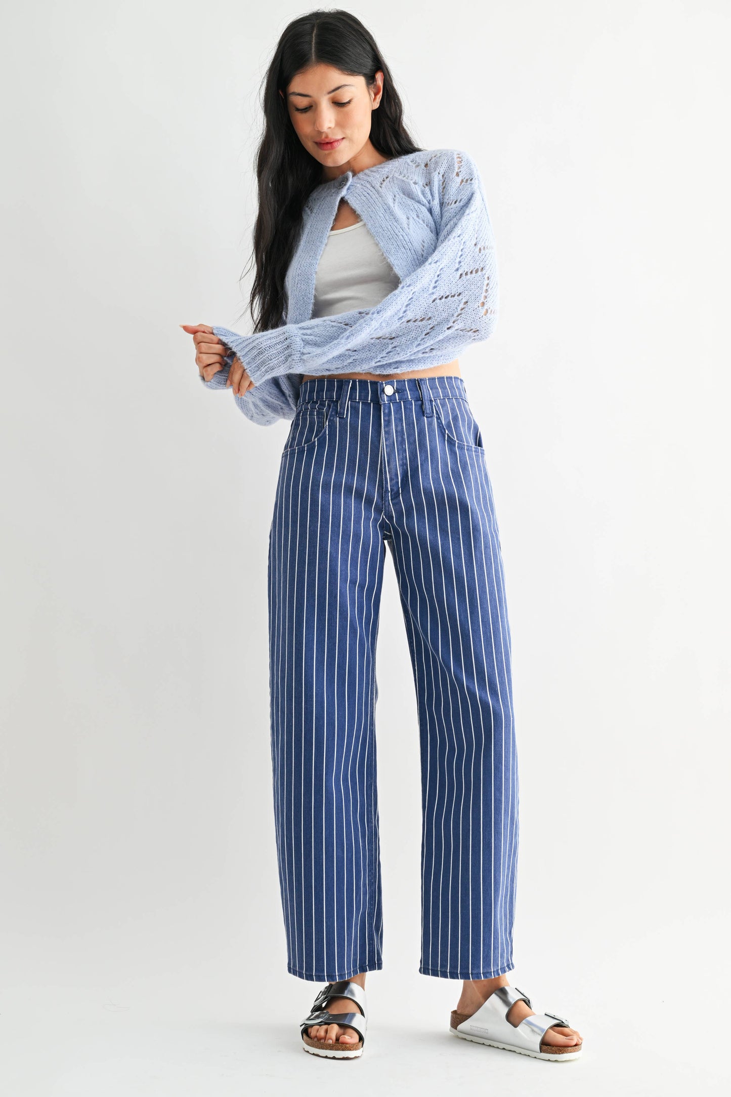 Midnight Mesa Navy Stripe Barrel Jeans