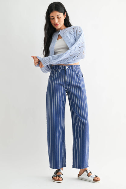 Midnight Mesa Navy Stripe Barrel Jeans