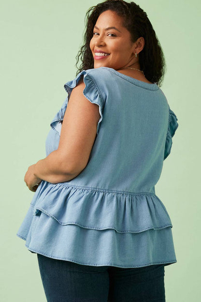 The Dakota Ruffle Denim Top