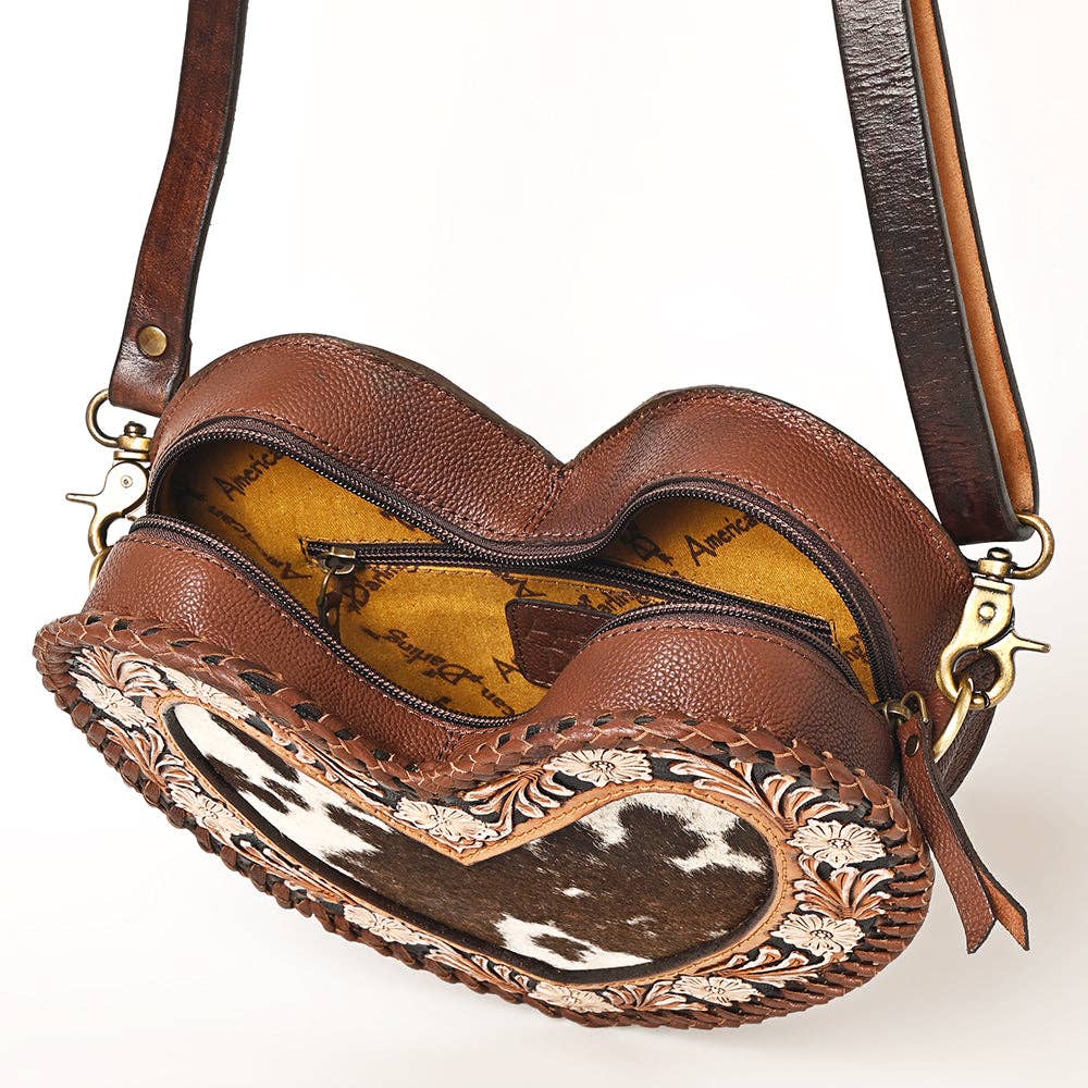ADBGA476 American Darling Heart-Shaped Cowhide Canteen Tooled Leather Western Purse: ADBGA476