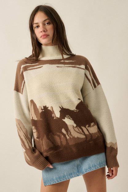 Desert Horizon Jacquard Mock-Neck Sweater