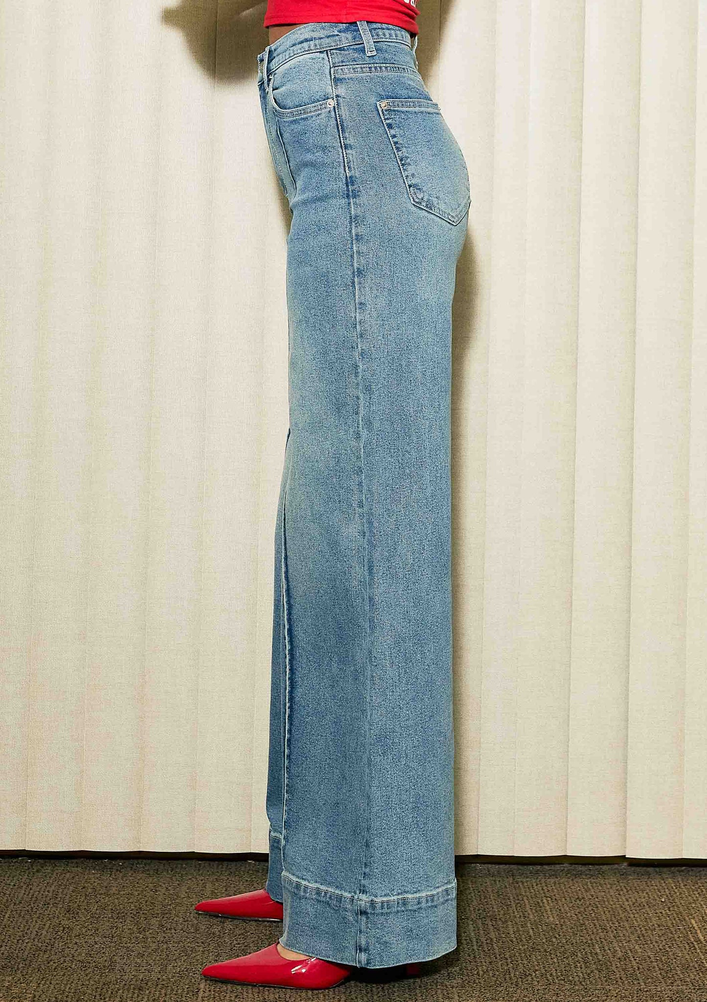 High Noon Pintuck Wide Leg Jeans