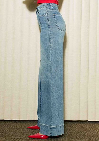 High Noon Pintuck Wide Leg Jeans