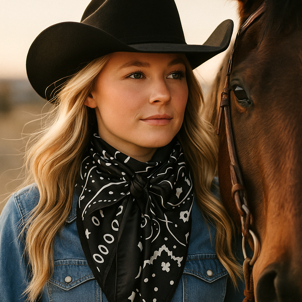 Midnight Paisley Black & White Wild Rag Scarf