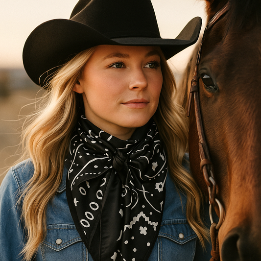Midnight Paisley Black & White Wild Rag Scarf