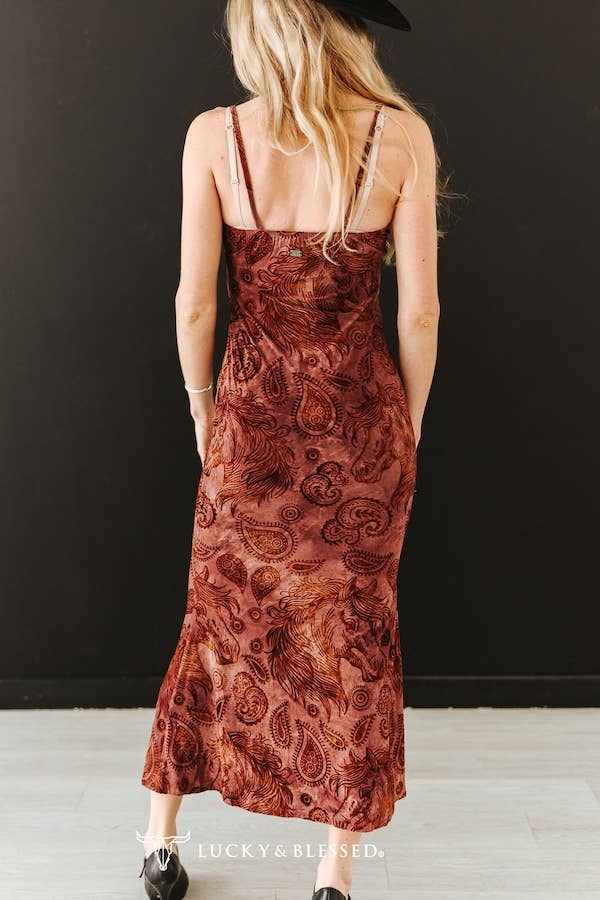 Rust Paisley Prairie Maxi Dress