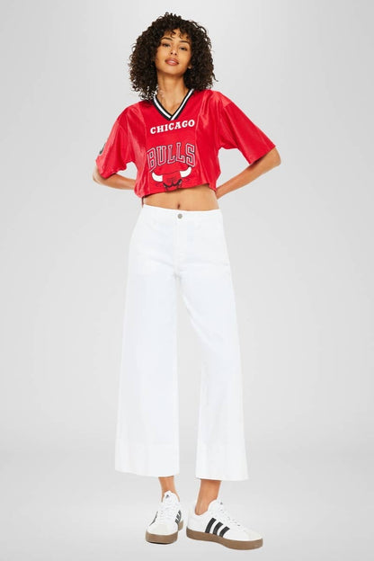 High Rise Cropped Wide Leg Jean – White