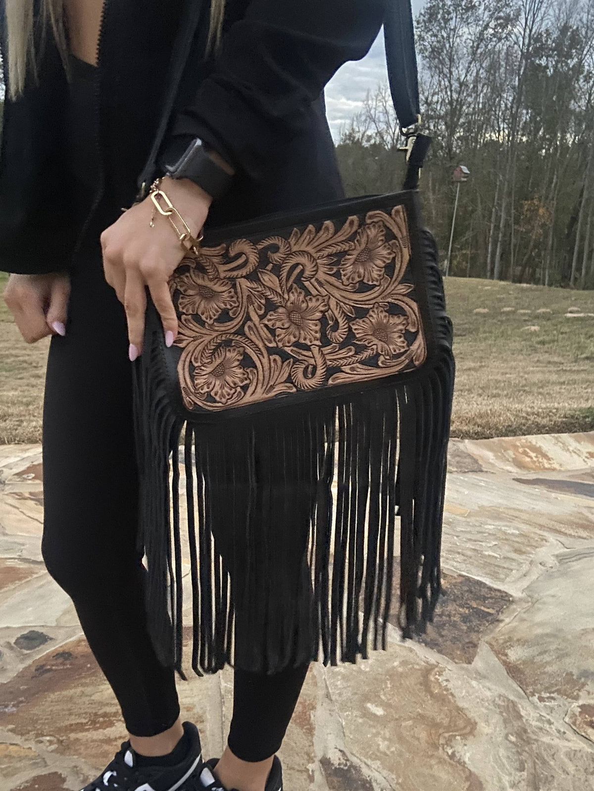 Rio Grande Tooled Leather Purse Crossbody