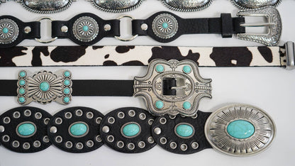 Thin Turquoise Concho Western Belt