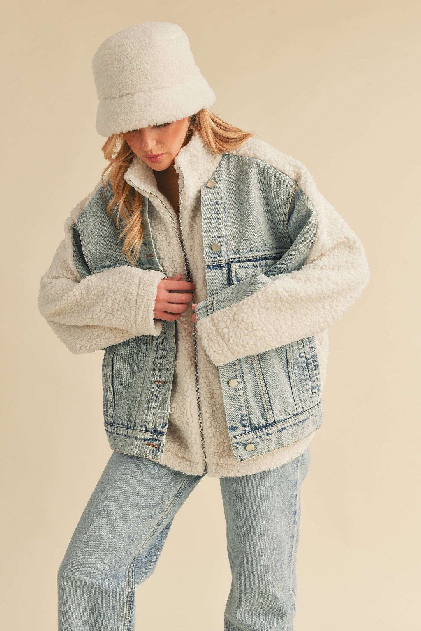 Laid-Back Cowgirl Denim Fleece Jacket