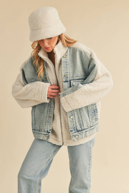 Laid-Back Cowgirl Denim Fleece Jacket