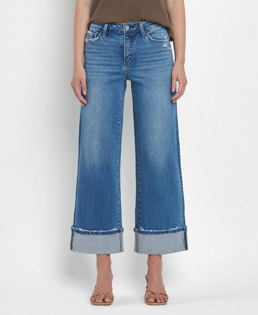 Canyon Cuffed Wide-Leg Jeans