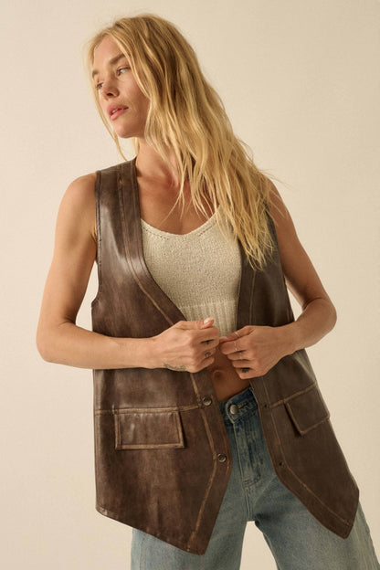 Faux Leather Western Vest