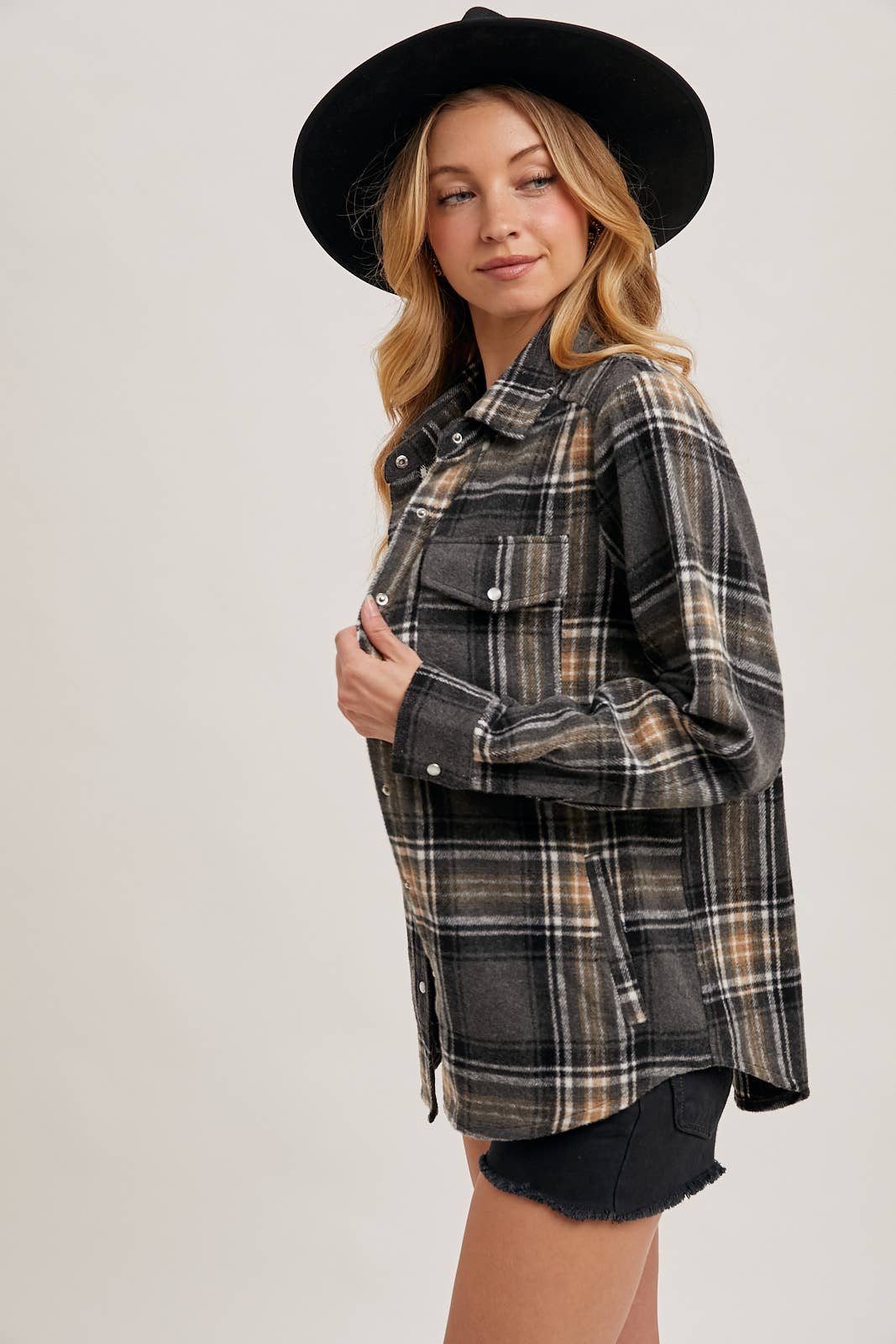 Plaid Button-Down Shacket