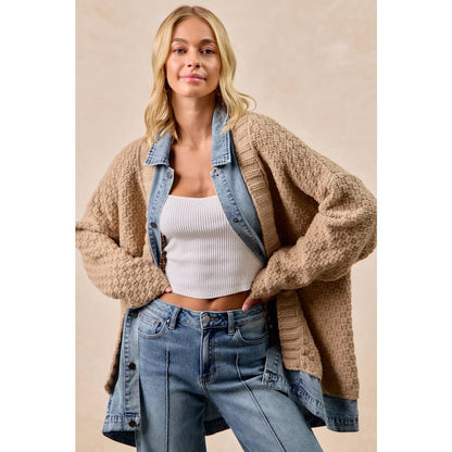 Chunky Textured Knit Open-Front Cardigan