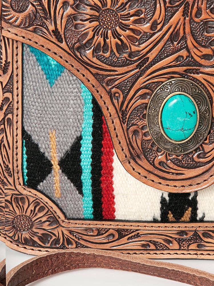 High Desert Turquoise Stone Leather Crossbody