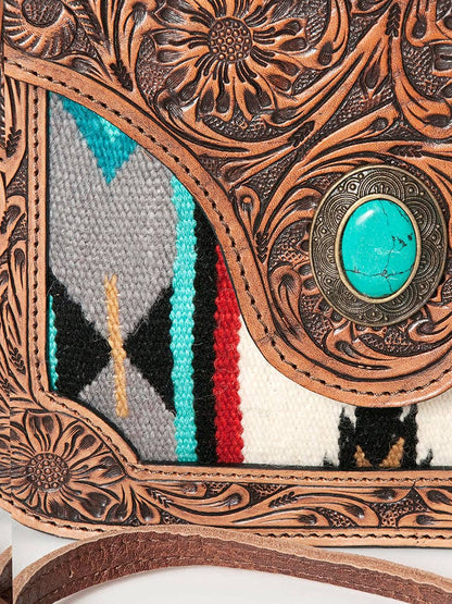 High Desert Turquoise Stone Leather Crossbody