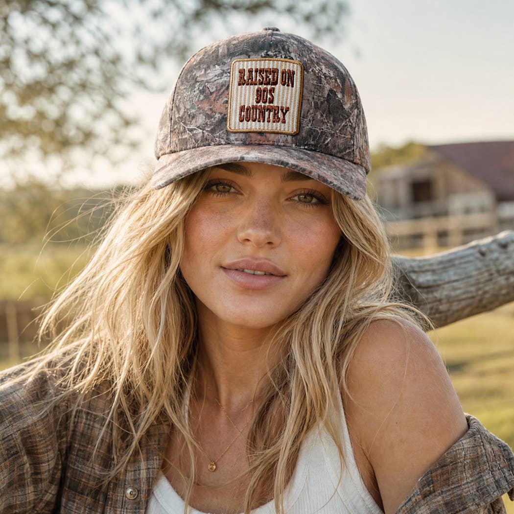 Raised on '90s Country Camo Trucker Hat