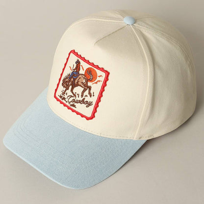 Cowboy Horse Embroidered Denim Cap