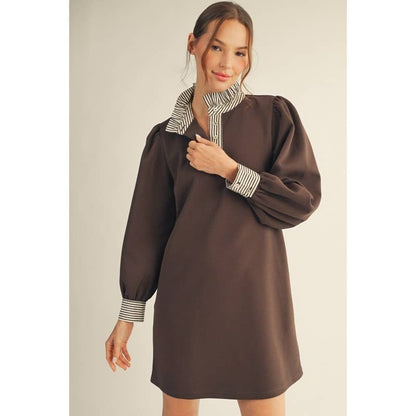 Prairie Stripe Contrast Shift Dress