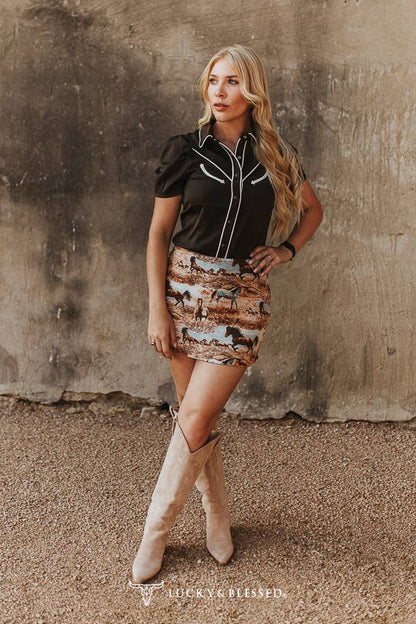 Run Wild Horse Print Mini Skirt