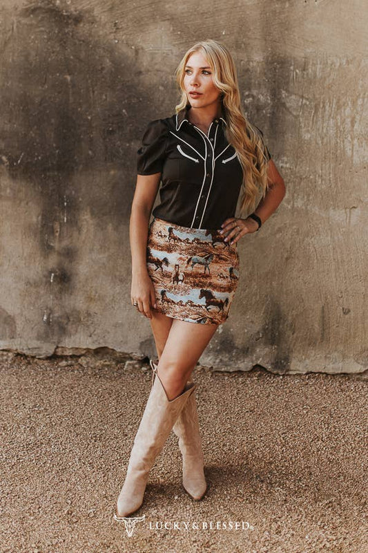 Run Wild Horse Print Mini Skirt