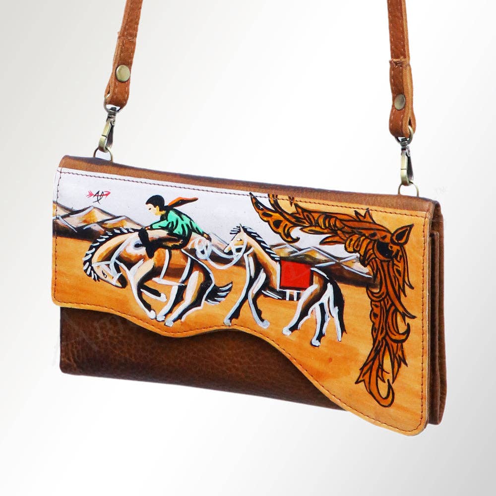 Western Heritage Hand-Tooled Leather Mini Crossbody