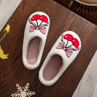 Christmas Bownot Cherry Plush Slippers | Willow & Nash